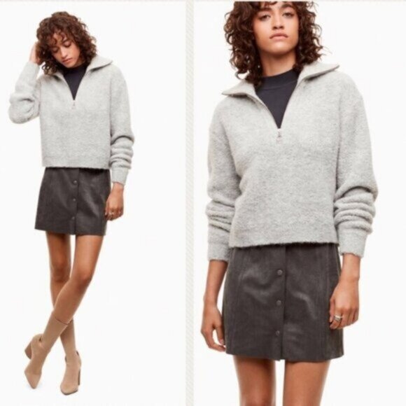 Artizia Wilfred Free Centinela Vegan Suede Skirt Size 2 Gray - Picture 1 of 6